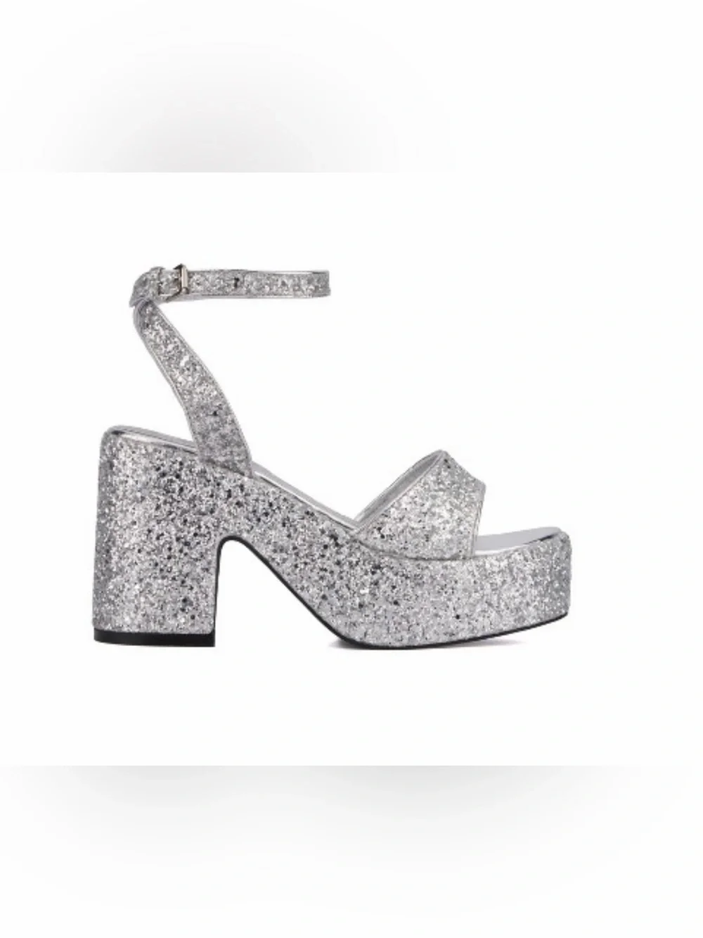 Olivia Miller Women's Silver Glitter Capricorn Platform Heels Size 9